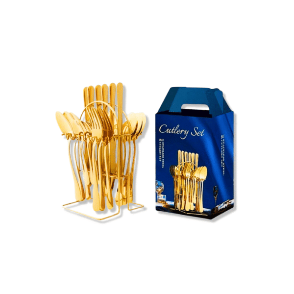 SET CUBIERTOS DORADOS X 24 PZAS