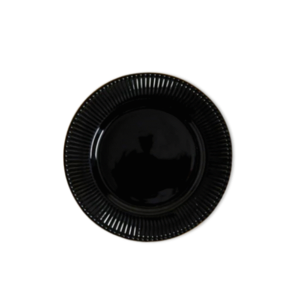 PLATO DE POSTRE ACAPULCO BLACK BORDE DORADO 21 CM