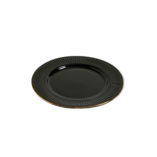PLATO DE POSTRE ACAPULCO BLACK BORDE DORADO 21 CM - Imagen 2