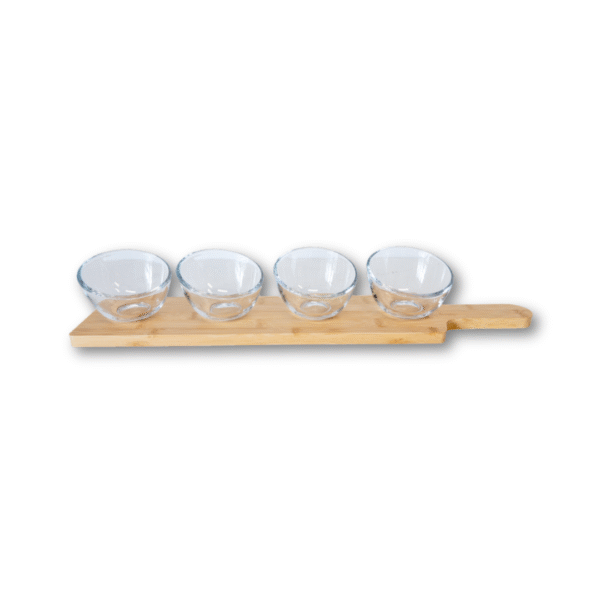 COPETINERO DE VIDRIO X4 CON TABLA DE BAMBOO (CA5801) - Imagen 2