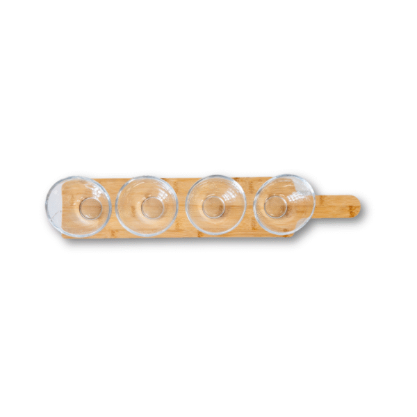 COPETINERO DE VIDRIO X4 CON TABLA DE BAMBOO (CA5801) - Imagen 3