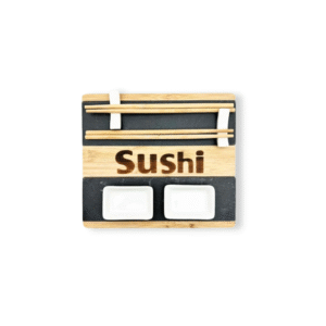 TABLA P/SUSHI DE BAMBOO + ACCESORIOS 25 X22X3 CM