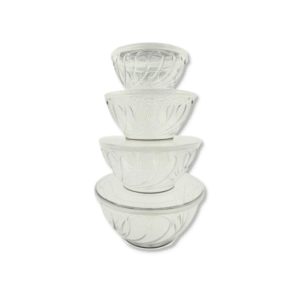 SET X 4 BOWL DE ACRILICO C/TAPA PLASTICA 16X8CM / 19X9CM/ 22X5,9CM / 25,5X12CM)