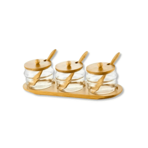 ESPECIERO C/BASE Y TAPA DE BAMBOO X 3