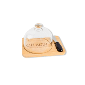 TABLA PARA QUESO +UTENSILIO +CAMPANA DE VIDRIO 19X15X12 CM