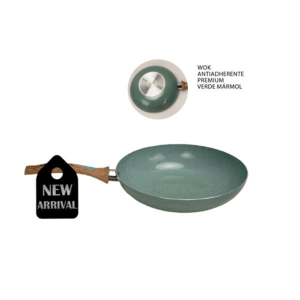 WOK ANTIADHERENTE  28 CM VERDE MELANGE PREMIUM
