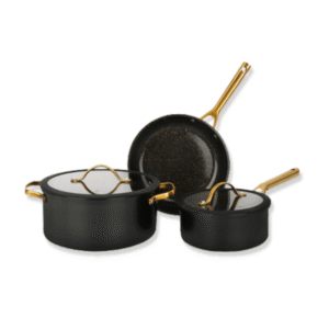 BATERÍA DE COCINA 5 PIEZAS NEGRO ANTIADHERENTE CERÁMICO