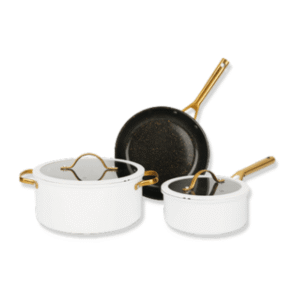 BATERÍA DE COCINA 5 PIEZAS BLANCO ANTIADHERENTE CERÁMICO