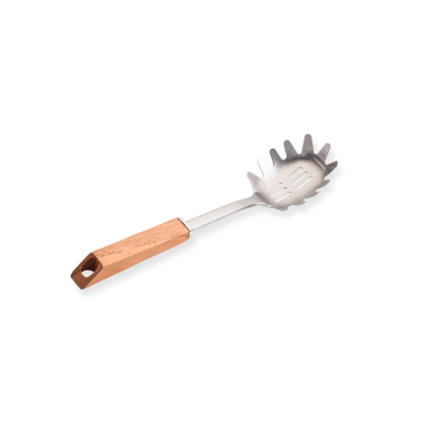CUCHARA DE PASTAS ACERO MANGO MADERA