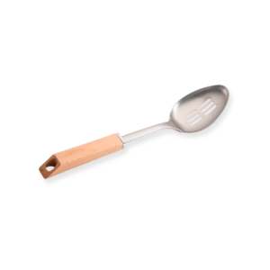 CUCHARA RANURADA ACERO MANGO MADERA