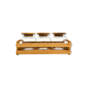 ESPECIERO C/SOPORTE Y TAPA DE BAMBOO X 3