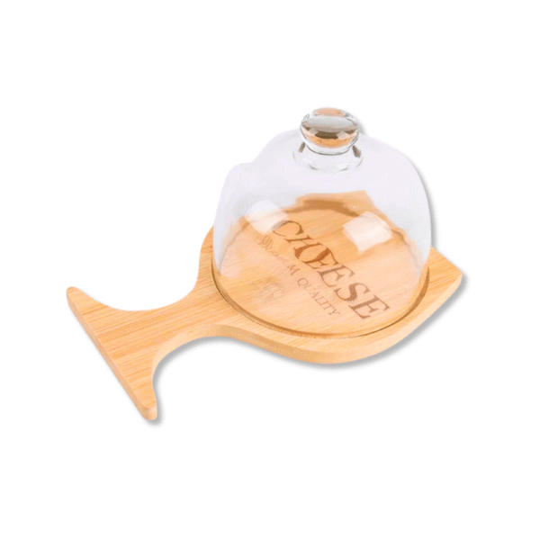 TABLA PARA QUESO + CAMPANA DE VIDRIO 22X15X12 CM