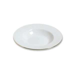 PLATO HONDO ACAPULCO BLANCO BORDE DORADO 22 CM